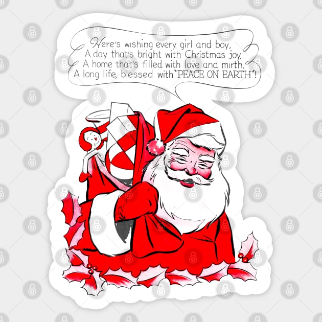 Santa Claus wishing Merry Christmas and peace in the world Retro Vintage Comic Sticker by REVISTANGO